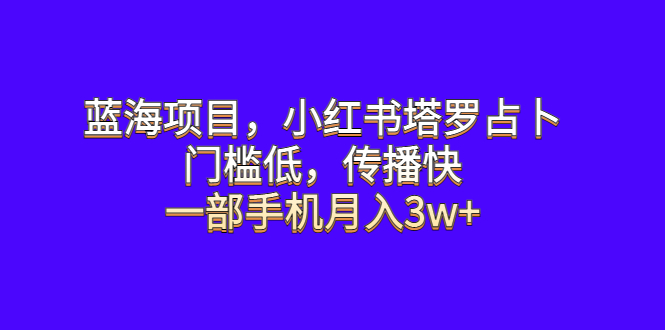 （4044期）蓝海项目，小红书塔罗占卜，门槛低，传播快，一部手机月入3w+