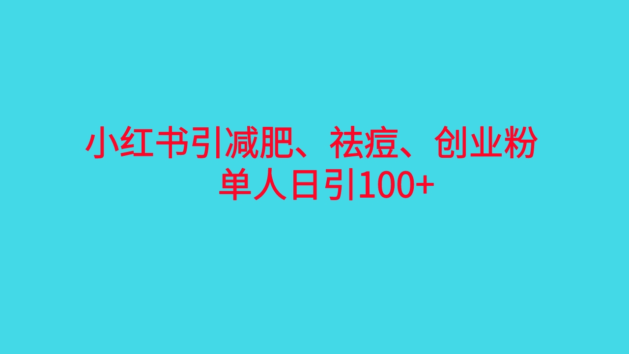 （4385期）小红书精准引流，减肥、祛痘、创业粉单人日引100+（附软件）