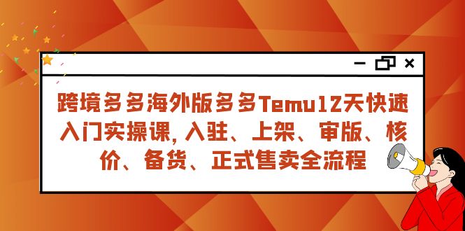 （5293期）跨境多多海外版多多Temu12天快速入门实战课，从入驻 上架到正式售卖全流程